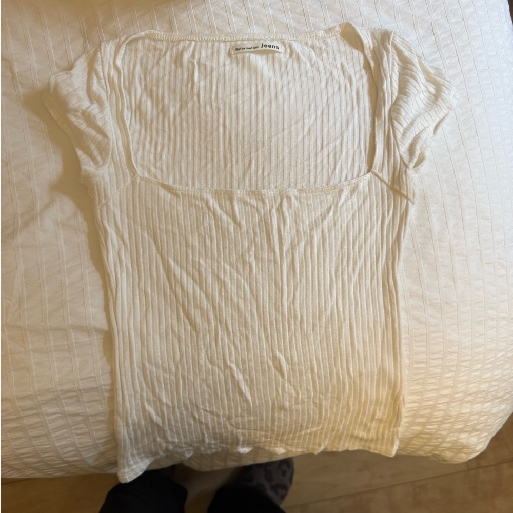 Reformation Cream Short Sleeve Tee